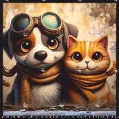 panneau similI  CHAT ET CHIEN : modèle 2175