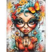 Panneau simili 13x20 cm : Femme cheveux en couleur : modéle 24