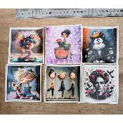 lot 6 panneaux simili 10x10cm:lot chat