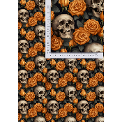 Simili cuir 10cmx140cm : modèle TETE DE MORT ORANGE: SM37