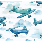 Toile à sac  50cmx157cm : modèle  : TS3- avion fond bleu 