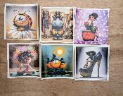 lot 6 panneaux simili 10x10cm:lot coccinelle