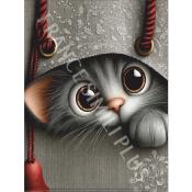 Panneau simili 13x20 cm : Chaton fon gris: modéle 47