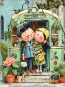 Panneau simili 13x20 cm :Couple caravane : modéle 52