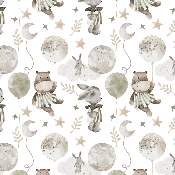 Toile à sac  50cmx157cm : modèle  : TS- Lapin et hyppopotame ton gris