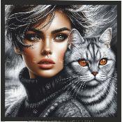 panneau simili FEMME ET CHAT : modèle 2103