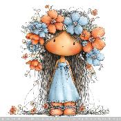 panneau simili  : modèle 2270-FEMME-FILLETTE AVEC COURONNE DE FLEUR