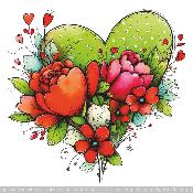 panneau simili  : modèle 2273- FEMME-COEUR AVEC FLEURS