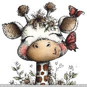 panneau simili  : modèle 2281-ANIMAL GIRAFE AUX PAPILLON