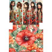 Panneau simili pour pochette moyenne : modèle PC-FILLE COQUELICOT