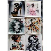 lot 6 panneaux simili 20x20cm : lot paris