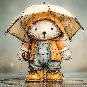 panneau simili  : modèle 2229-OURSON SOUS LA PLUIE