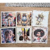 lot 6 panneaux simili 10x10cm:lot girafe