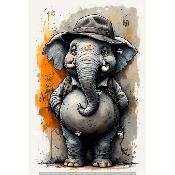 Panneau tissu pour TORCHON : ELEPHANT