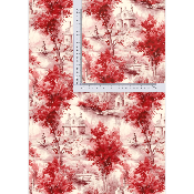 Simili cuir 10cmx140cm : modèle STYLE TOILE DE JOUY ROUGE : SM27