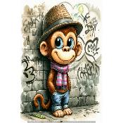 Panneau tissu pour TORCHON : SINGE