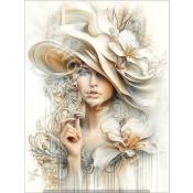 Panneau simili 13x20 cm : Femme nuance de blanc: modéle 28
