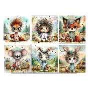 Kit couture créatif : LOT 6 PANNEAUX TISSUS  :  07 ANIMAUX ENFANTIN