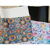 lot 3 COUPONS SIMILI 30X140CM :cercle bleu+fleurs 3d+noir+blanc 