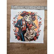 1 panneau simili 25x25cm: couple skull
