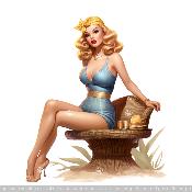panneau simili FEMME PIN UP BLONDE : modèle 2152
