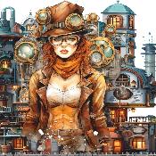 panneau simili  : modèle 2282-FEMME STEAMPUNK