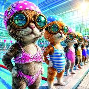 panneau simili  : modèle 2368- CHAT PISCINE