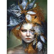Panneau simili 13x20 cm : Femme avec des plumes : modéle 4