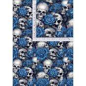 Simili cuir 10cmx140cm : modèle TETE DE MORT BLEU: SM35