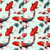 Toile à sac  50cmx157cm :TS74- Poissons, Carpe koï 