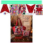 Panneau prêt à coudre saC LILY : modèle FILLETTE fond RETRO floral 