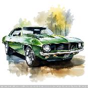 panneau simili VOITURE MUSTANG VERTE: modèle 2149B