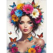 Panneau simili 13x20 cm : Femme papillons en couleur: modéle 44