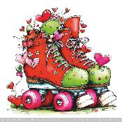 panneau simili  : modèle 2275- FEMME-PATIN A ROULETTE RETRO