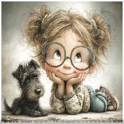 panneau simili  : modèle 2231-FILLE-FEMME-CHIEN