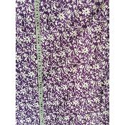 Tissus Malin : mouseline :fleurs balanche sur fond violet : prix pour 1m