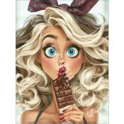 Panneau simili 13x20 cm : Femme chocolat : modéle 43