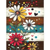 Panneau simili 13x20 cm : Fleurs fond marron : modéle 10
