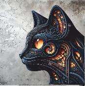 1  panneaux simili 20x20cm : chat noir 