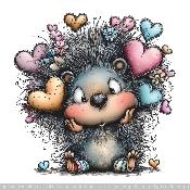 panneau simili  : modèle 2272-ANIMAL-HERISSON AVEC COEURS