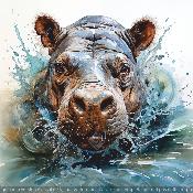 panneau simili HIPPOPOTAME : modèle 1838