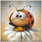 panneau simili  : modèle 2245- ANIMAL-COCCINELLE SUR MARGUERITE 