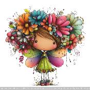 panneau simili  : modèle 2278- FEMME-FILLETTE AVEC COURONNE DE FLEUR