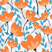 Toile à sac  50cmx157cm :TS52- Fleurs minimaliste bleu/orange