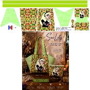 Panneau prêt à coudre sac LILY : modèle femme fond vintage