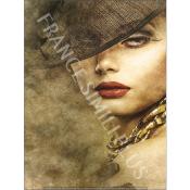 Panneau simili 13x20 cm : Visage femme ton gris : modéle 7