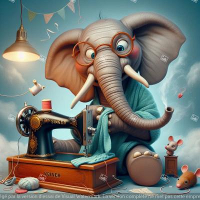 panneau simili ELEPHANT FUN COUTURE : modèle 2147