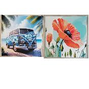 lot 2 panneaux simili sans PVC 45x45cm :combi + coquelicot 