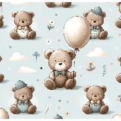 Toile à sac  50cmx157cm : modèle  : TS12- Oursons et ballons 