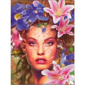 Panneau simili 13x20 cm : femme avec des fleurs : modéle 1